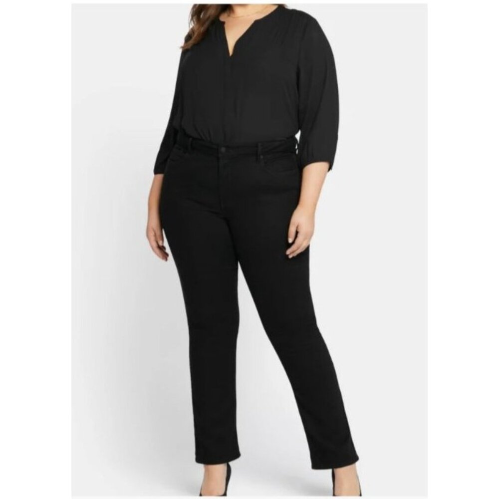 NYDJ Womens Marilyn Straight Leg  Jeans Size 24W Black Denim new $99